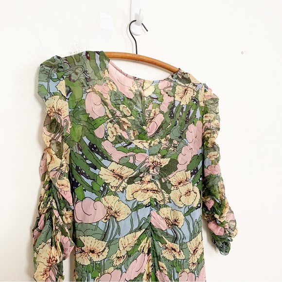 Cooper by Trelise Ruched Floral Print Midi Dress Long Sleeves Size NZ 10 US 6 - Picture 14 of 16